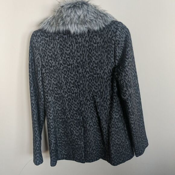 Original Frenchi Leopard Faux Fur Trim Coat - Picture 11 of 13